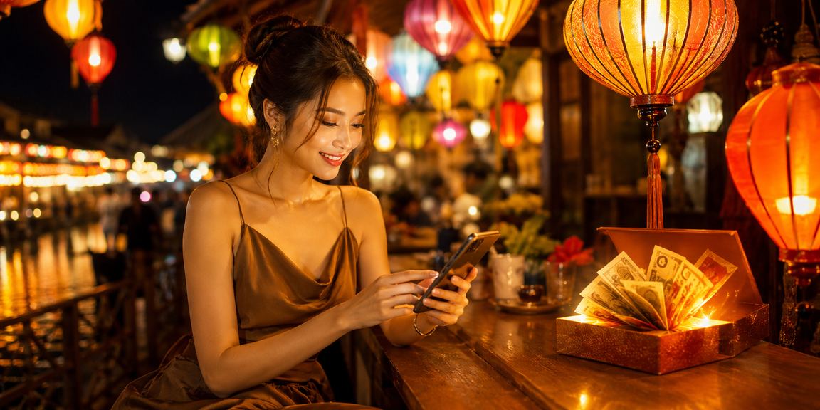 Trải nghiệm casino di động tại quán cà phê phố cổ Hội An buổi tối